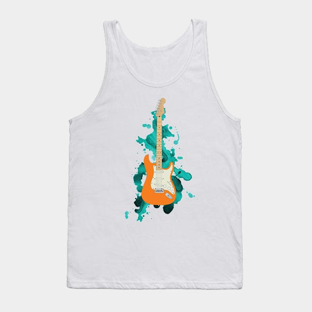 S-Style Electric Guitar Orange Color Tank Top by nightsworthy